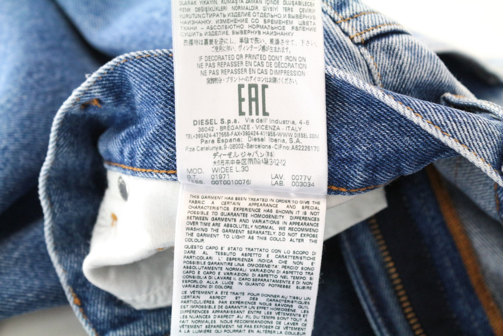 DIESEL Widee 0077V moteriškos W28/L30 tiesios mėlynos medvilninės džinsinės kelnės su 5 kišenėmis 