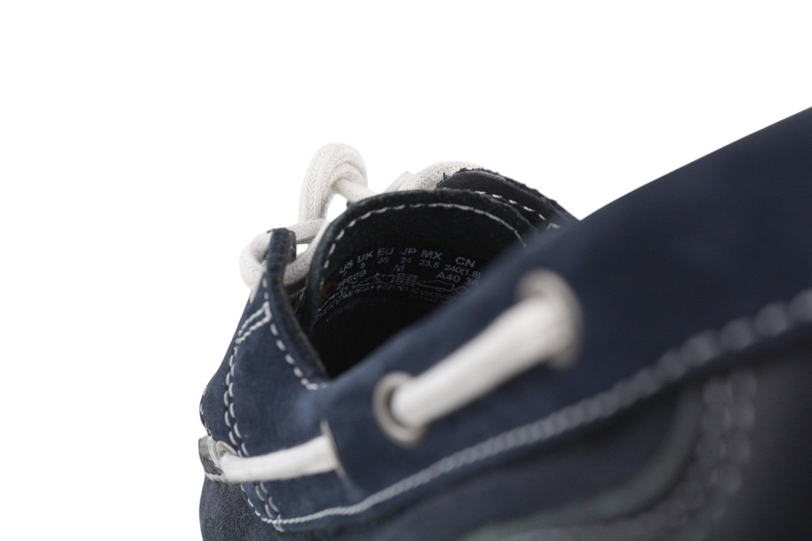 TIMBERLAND 26609 moteriški batai EU38/38.5 tamsiai mėlyni odiniai laivelio formos šlepetės su migdolų nosimi 