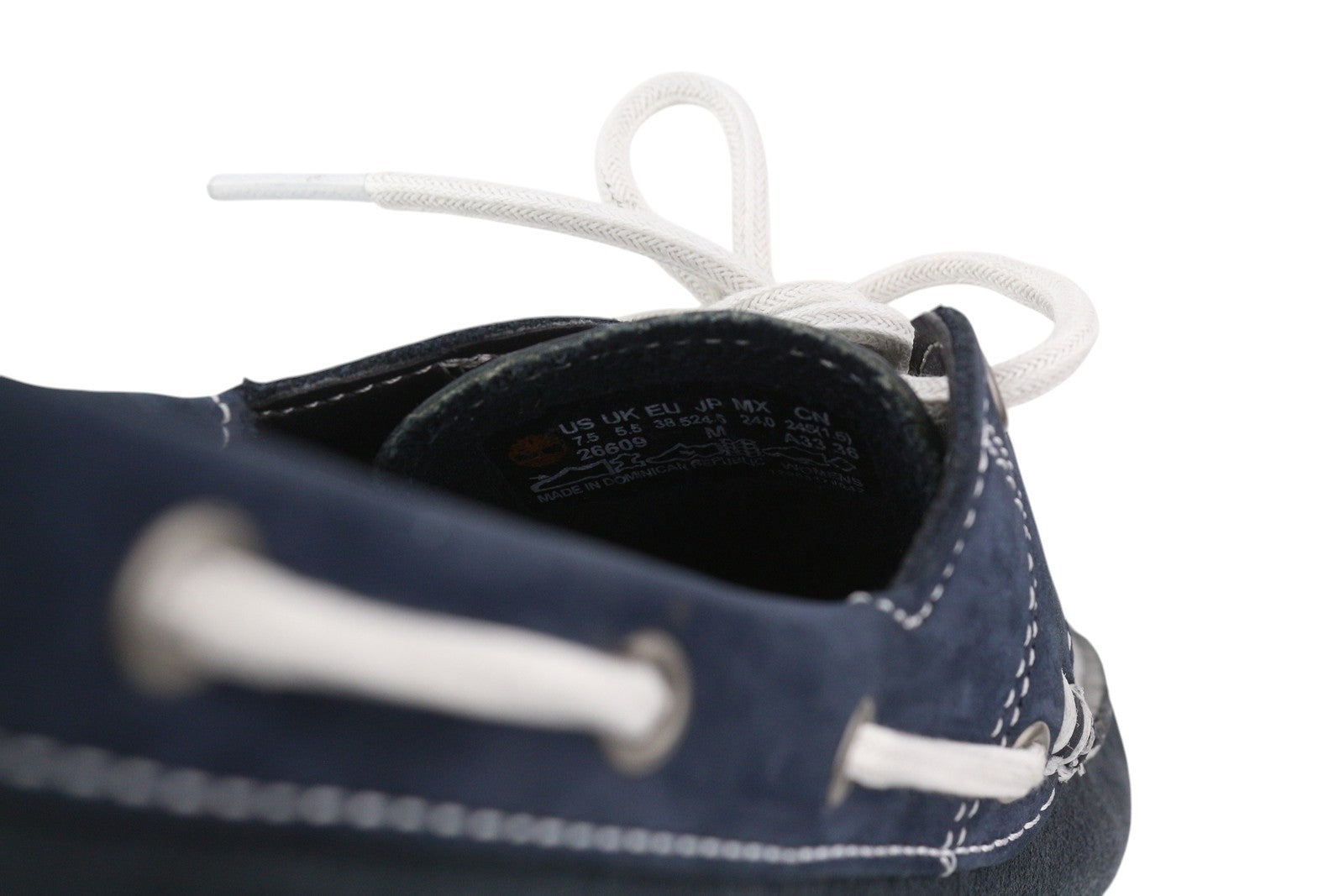 TIMBERLAND 26609 moteriški batai EU38/38.5 tamsiai mėlyni odiniai laivelio formos šlepetės su migdolų nosimi 