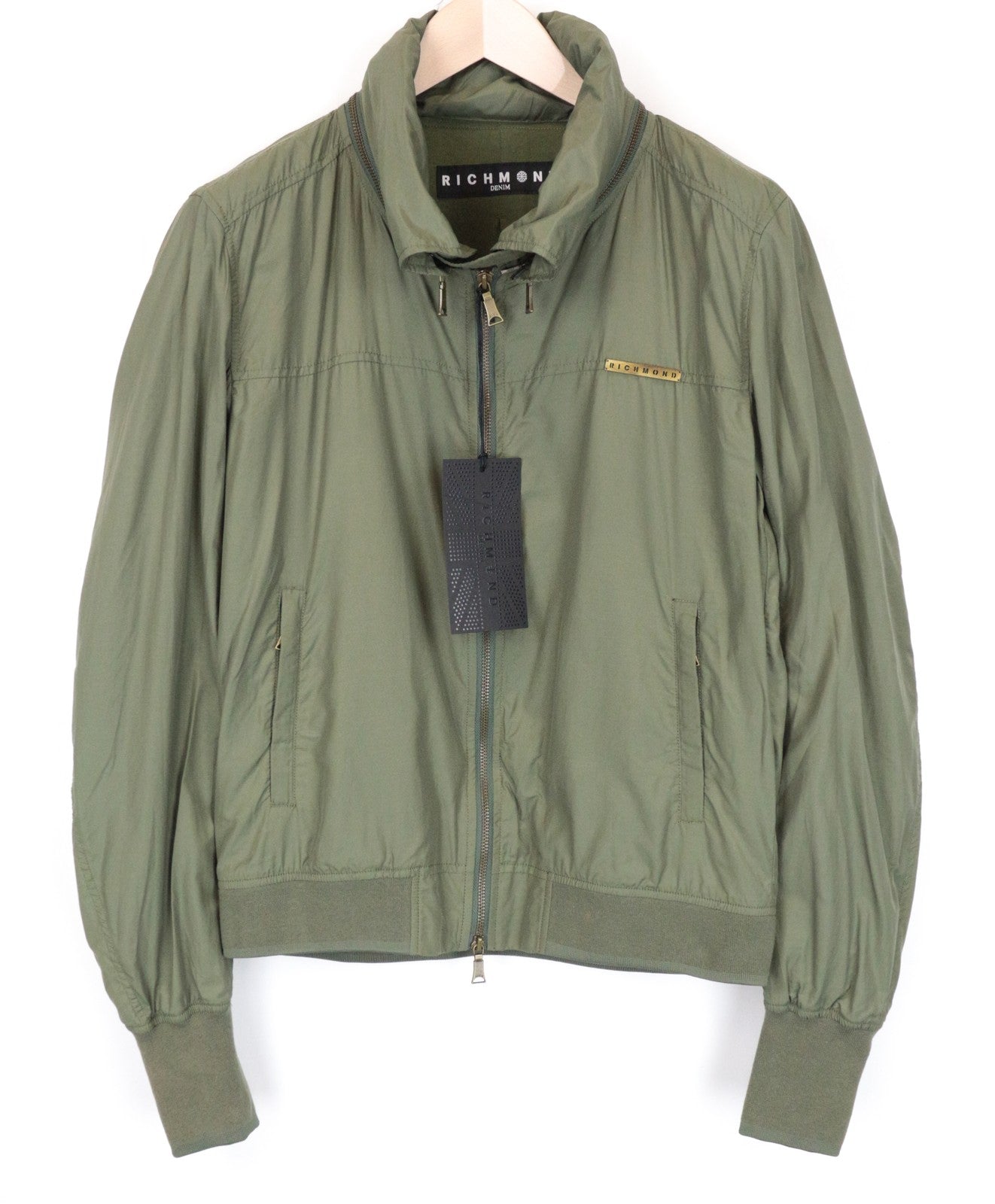 RICHMOND vyriška 48 žalia lengva laisvalaikio ilgarankovė vienaeilė striukė 