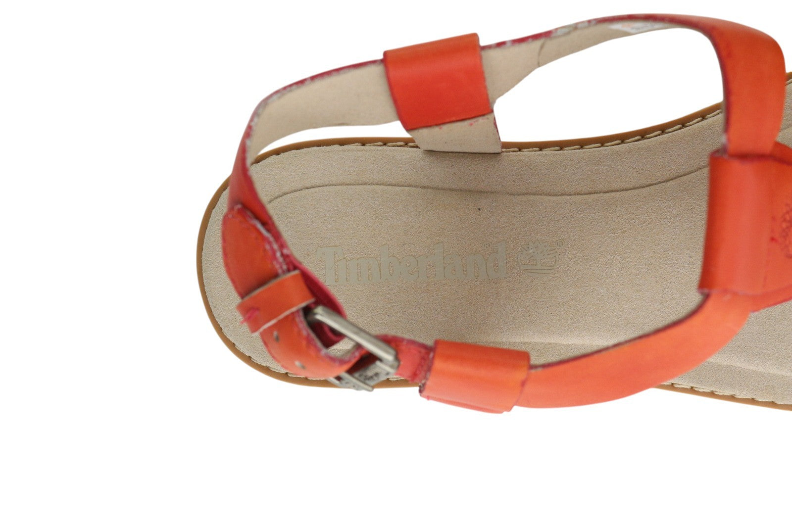 TIMBERLAND A23UF Women Sandals EU38/38..5 Orange Leather Open Toe Buckle Closure