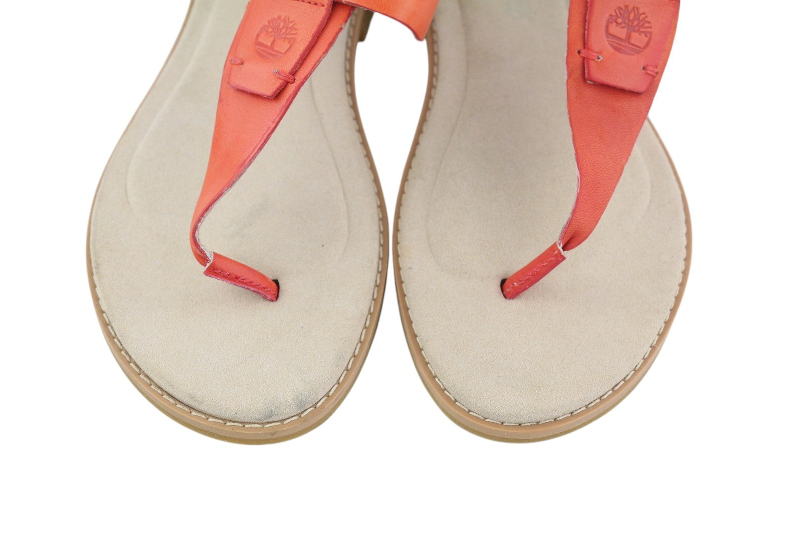 TIMBERLAND A23UF Women Sandals EU38/38..5 Orange Leather Open Toe Buckle Closure