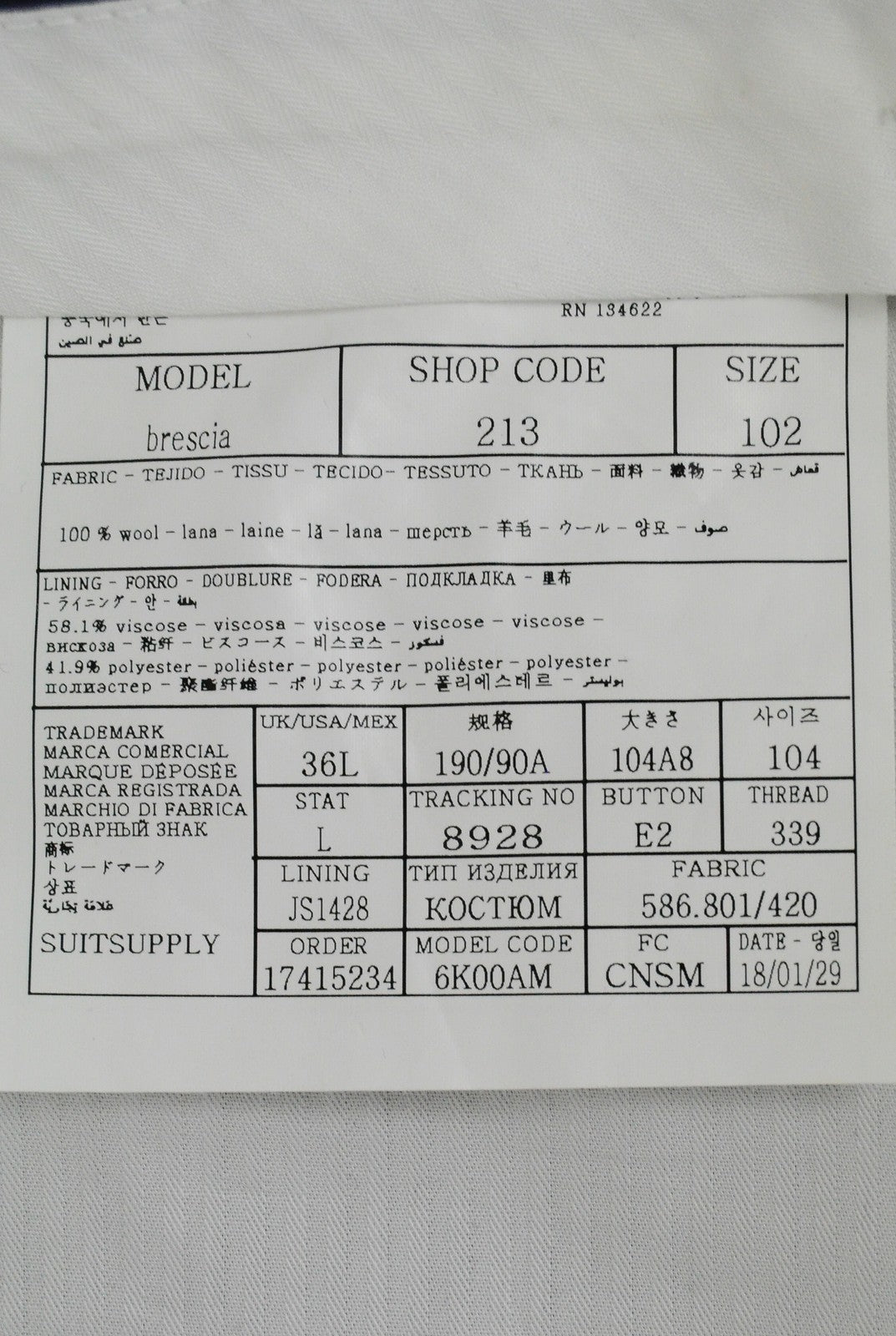 SUITSUPPLY  UK36L Mens Wool Pants Dark Blue Pleated Slit Pocket Style