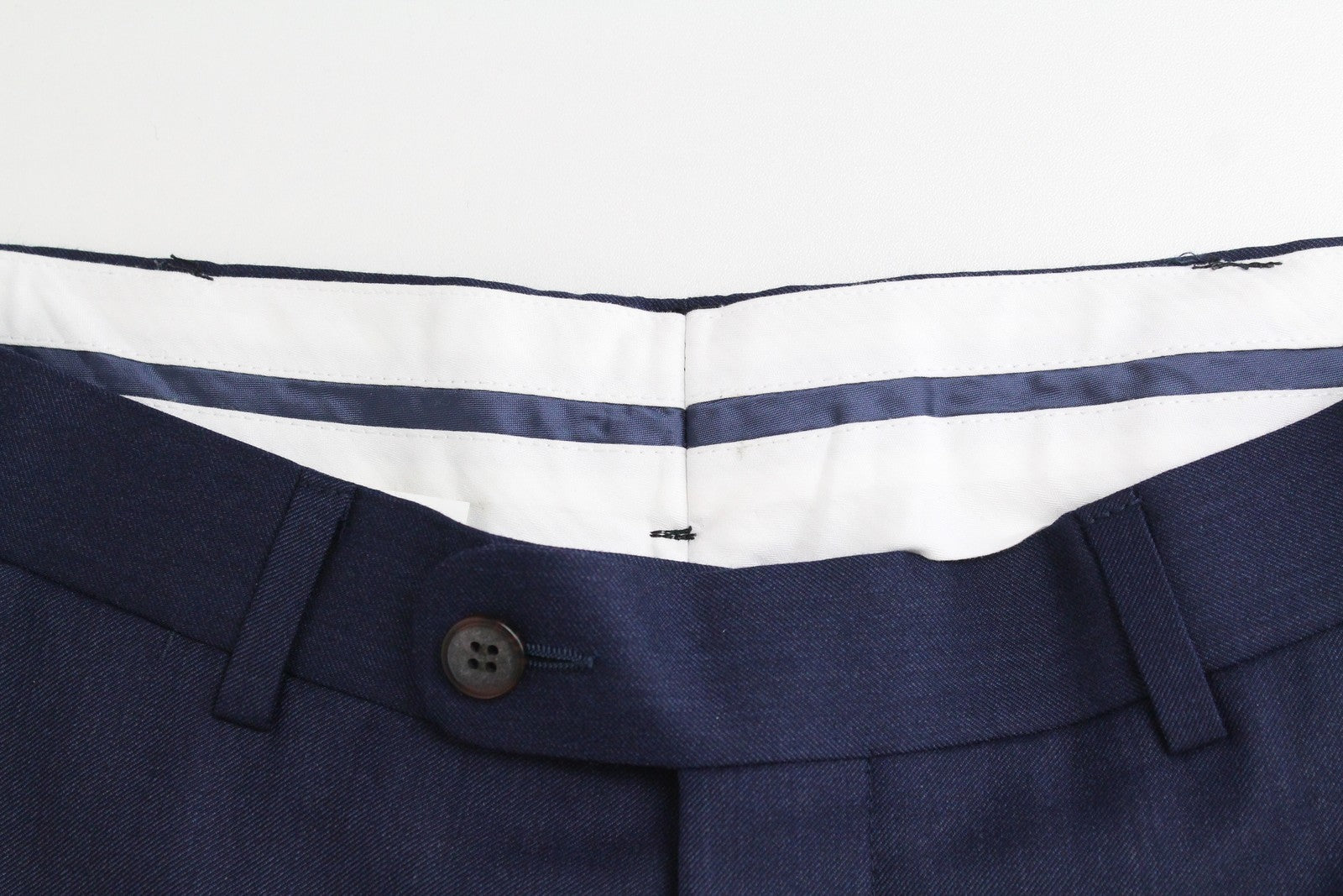 SUITSUPPLY  UK36L Mens Wool Pants Dark Blue Pleated Slit Pocket Style