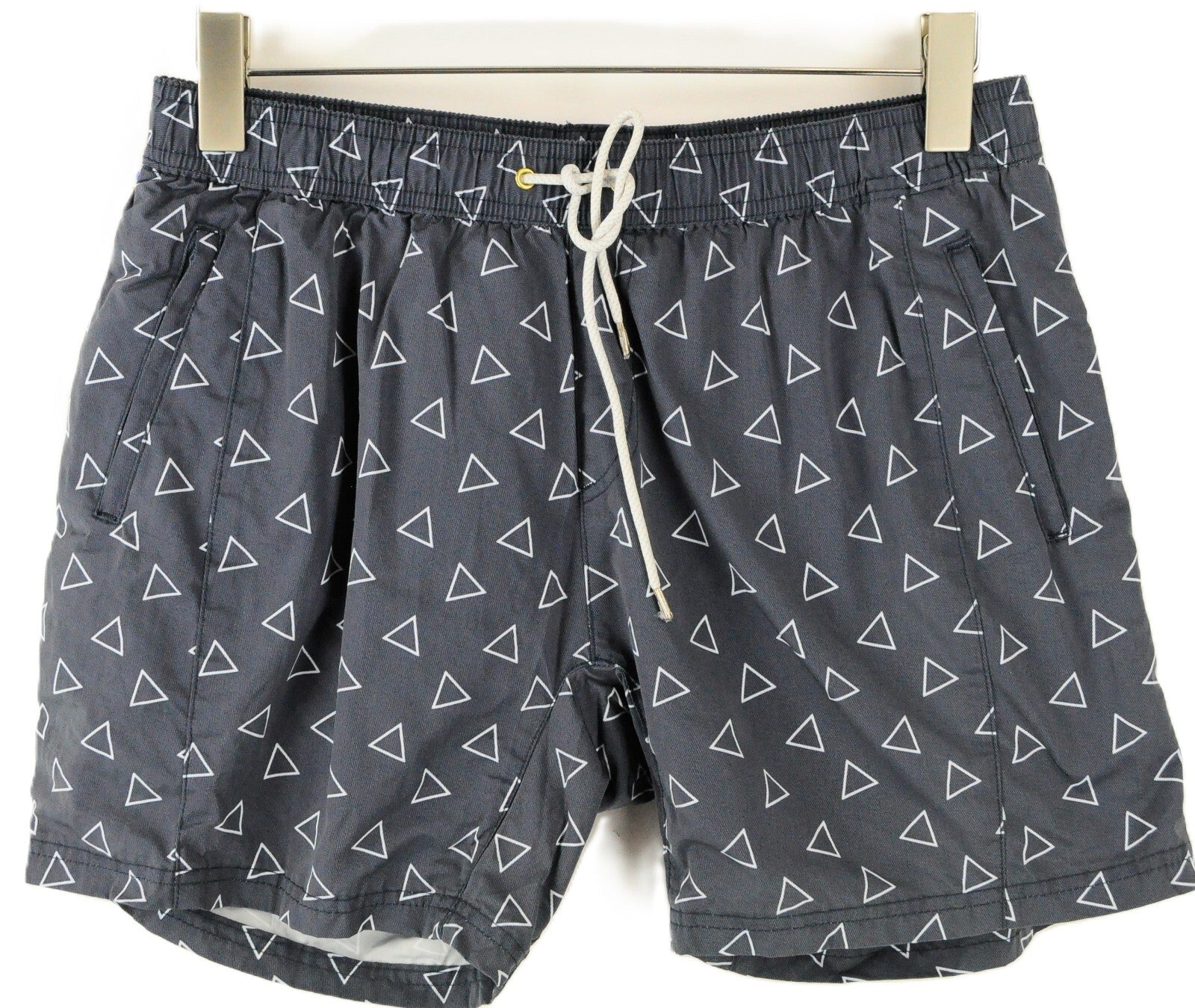 SCOTCH & SODA  Couture M Swim Trunks Grey Blue Triangle Print Drawstring