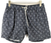 SCOTCH & SODA  Couture M Swim Trunks Grey Blue Triangle Print Drawstring