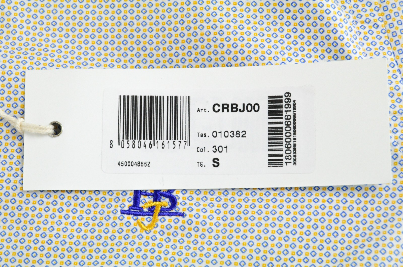 HARMONT & BLAINE Mens S Cotton Shirt Long Sleeve Blue Yellow Pattern White