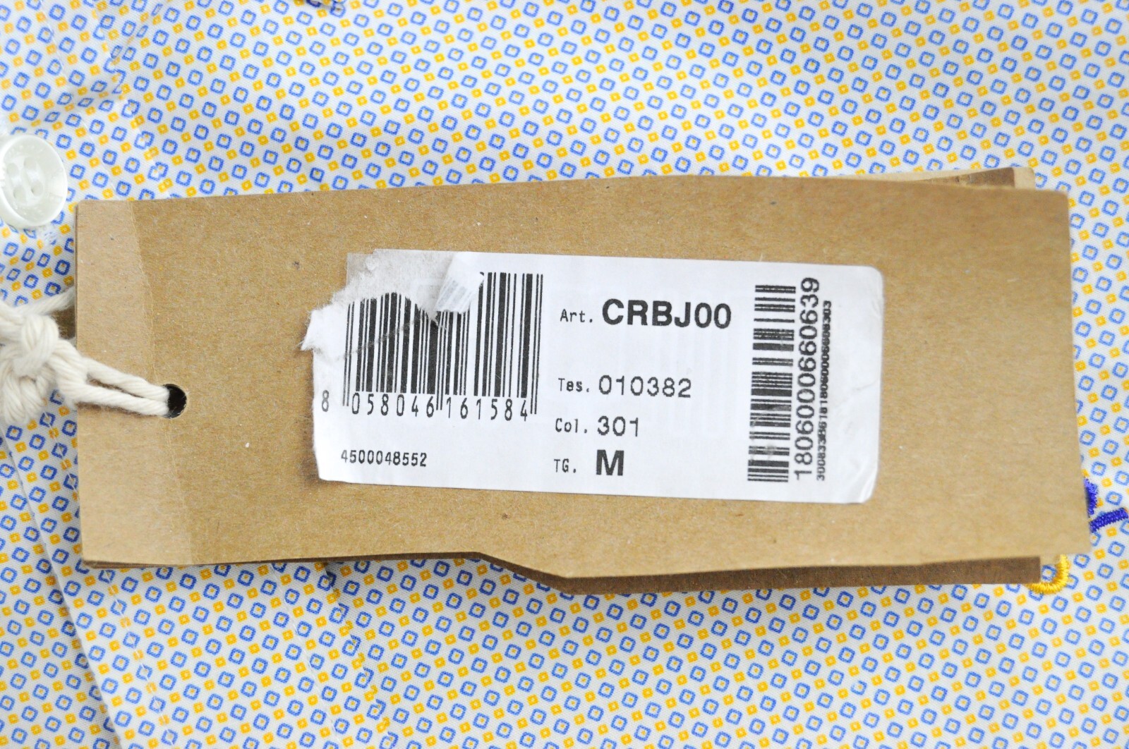 HARMONT & BLAINE M Shirt Mens Long Sleeve Cotton White Blue Yellow Patterned