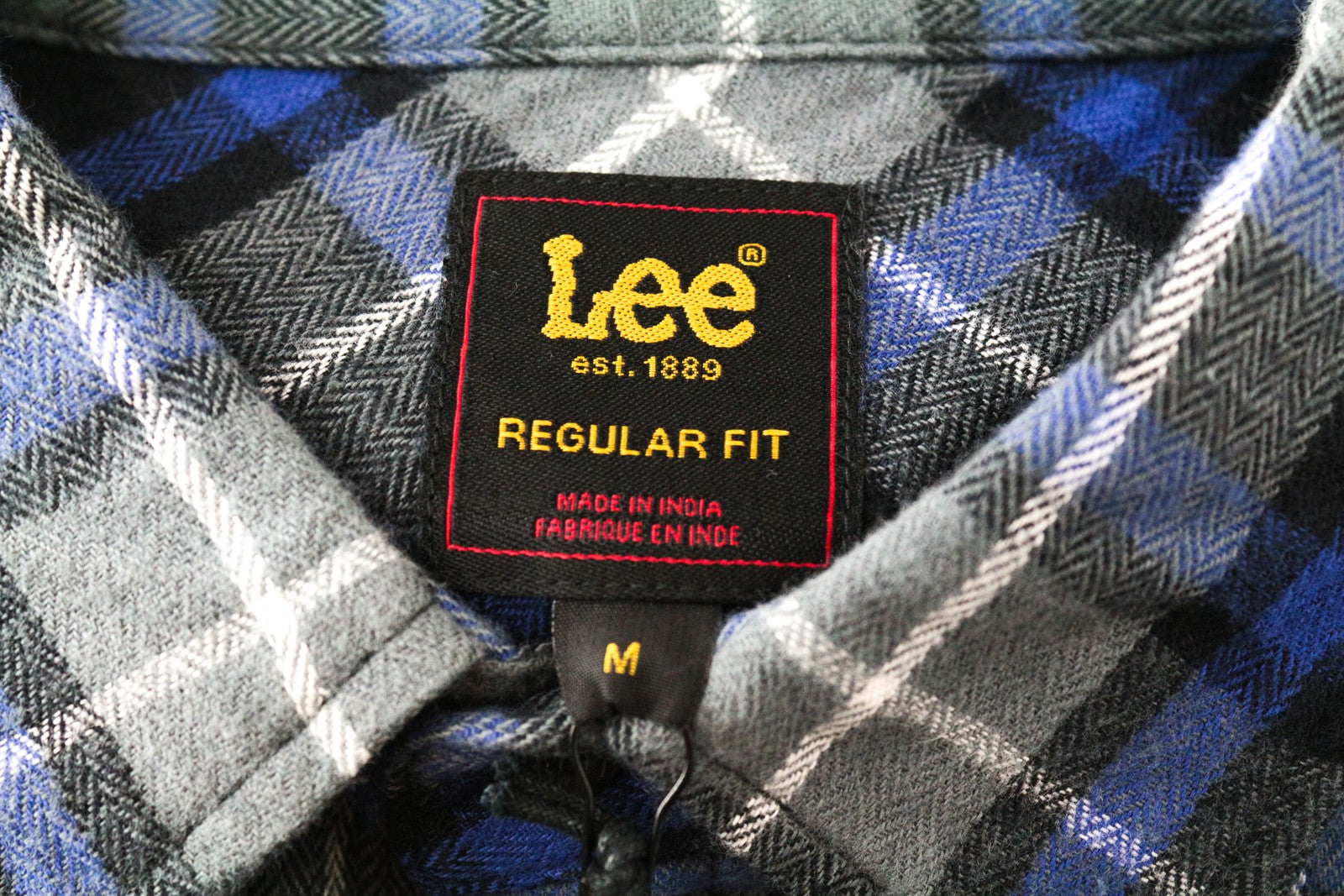 LEE vyriški M dydžio mėlyni marškinėliai su užsegamais languotais medvilniniais ilgomis rankovėmis, vesterno stiliaus