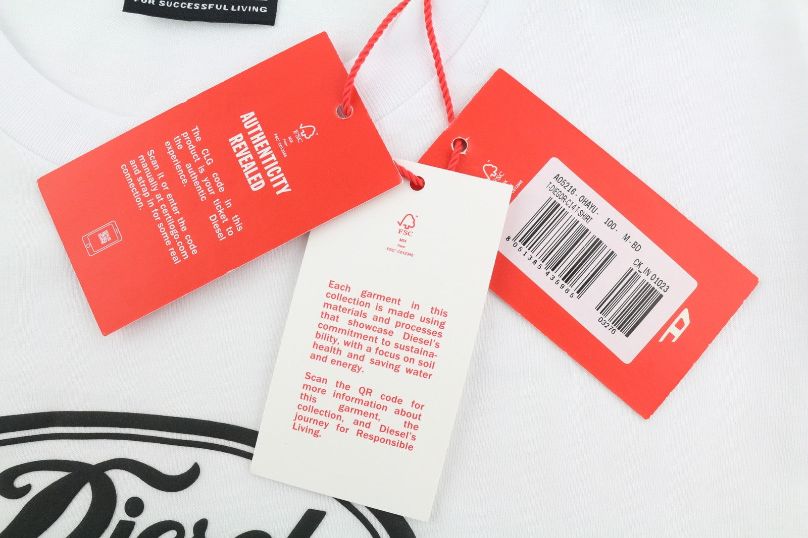 DIESEL T-Diegor-C14 Mens T-Shirt M White Short Sleeve Crew Neck Cotton