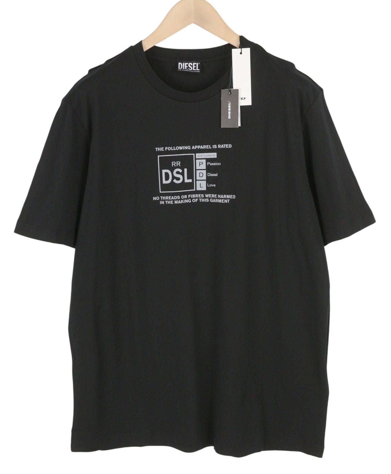 DIESEL T-Just-A35 Mens T-Shirt XL Black Short Sleeve Crew Neck Cotton Front