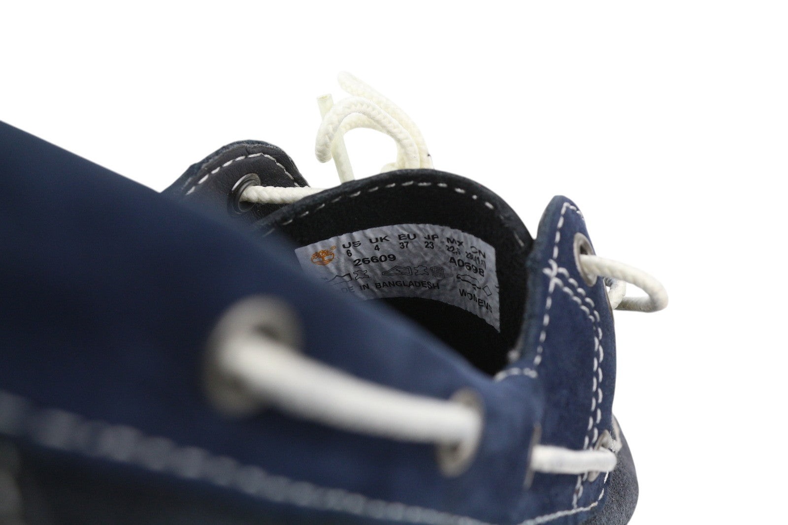 TIMBERLAND 26609 moteriški batai EU36/37 tamsiai mėlyni odiniai laivelio formos užsegami batai su raišteliais 