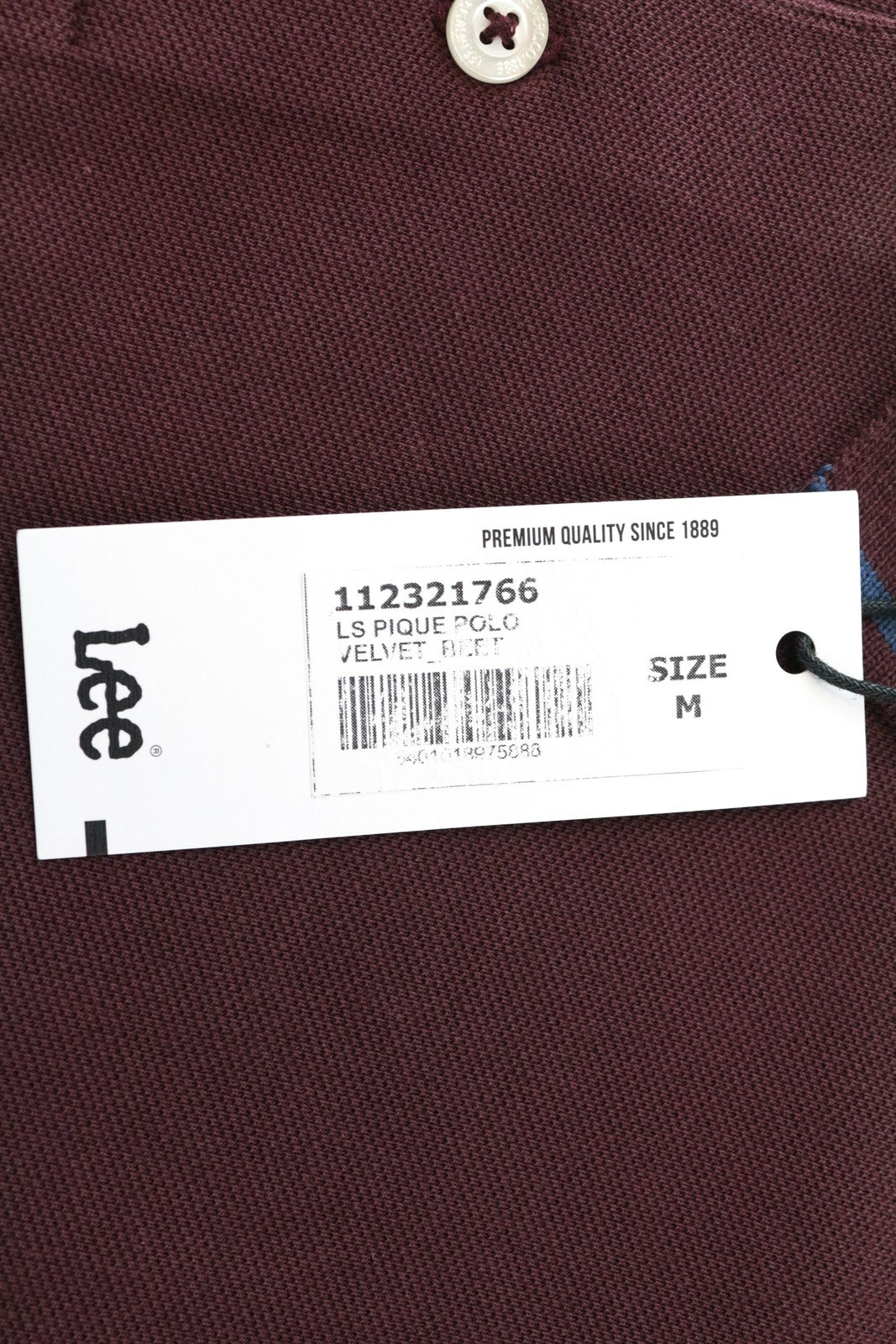 LEE Men's M Burgundy Polo Shirt Long Sleeved Pure Cotton Smart Casual Look