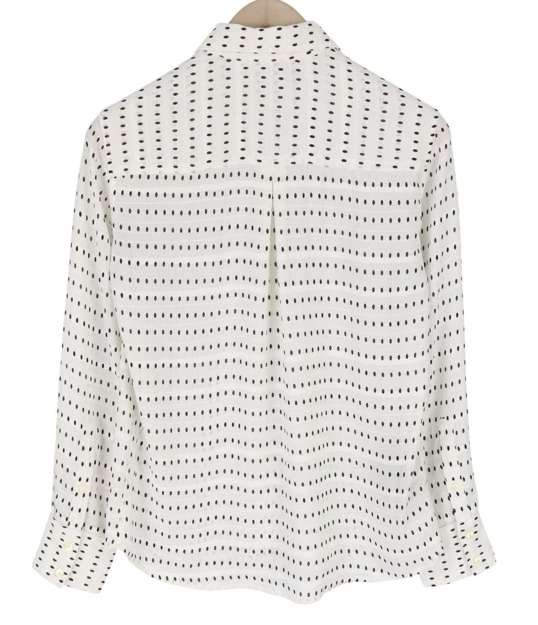 SUISTUDIO Charles moteriški marškinėliai UK10 balti taškuoti ilgomis rankovėmis, tamprūs 