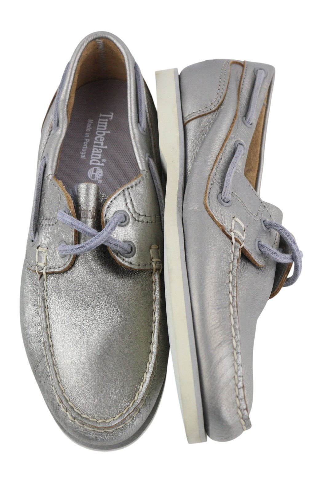 TIMBERLAND A2EPP moteriški batai, 37.5/38.5, blizgios sidabrinės odos, su užsegamais varstymais. 