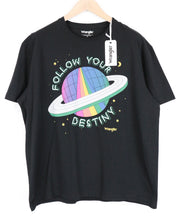 WRANGLER Men's M Washed Black Cotton Tee Short Sleeve Pullover Casual Print