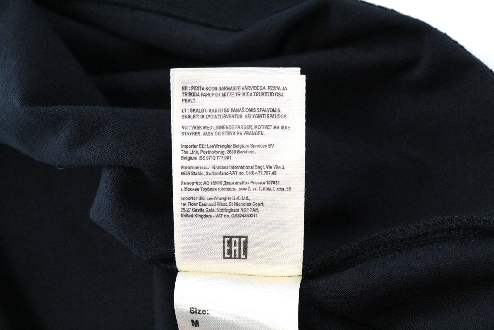 WRANGLER Men's M Washed Black Cotton Tee Short Sleeve Pullover Casual Print