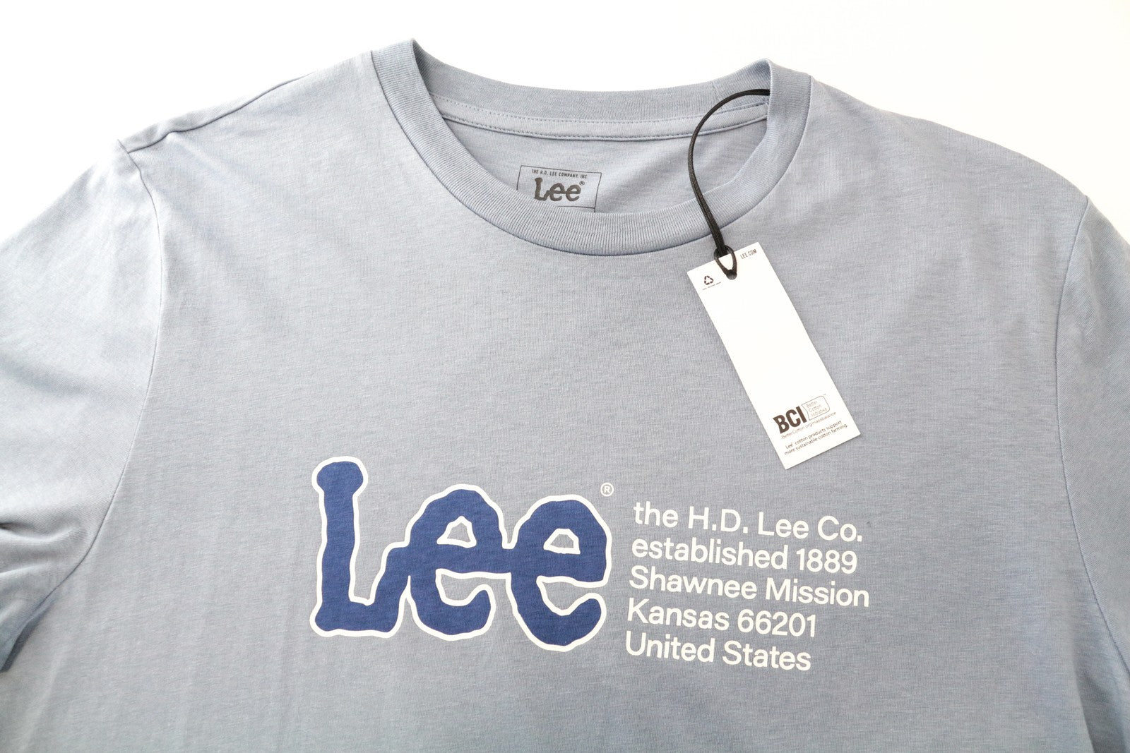 LEE Men's M Blue Logo Pullover Tee Short Sleeve Cotton Shirt Casual Wear