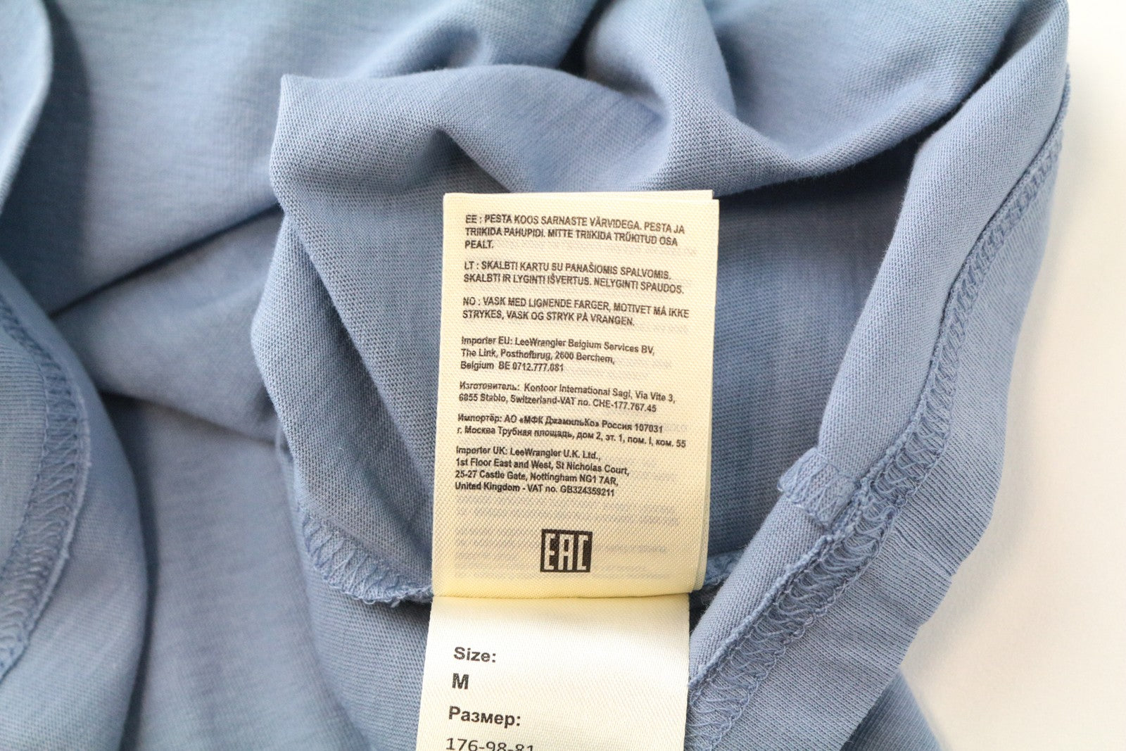 LEE Men's M Blue Logo Pullover Tee Short Sleeve Cotton Shirt Casual Wear