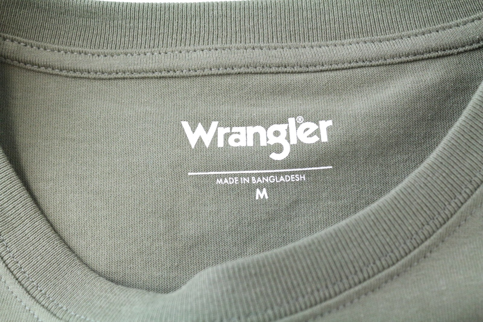 WRANGLER Men's M Green Tee Cotton Short Sleeve Pullover Printed Logo Front