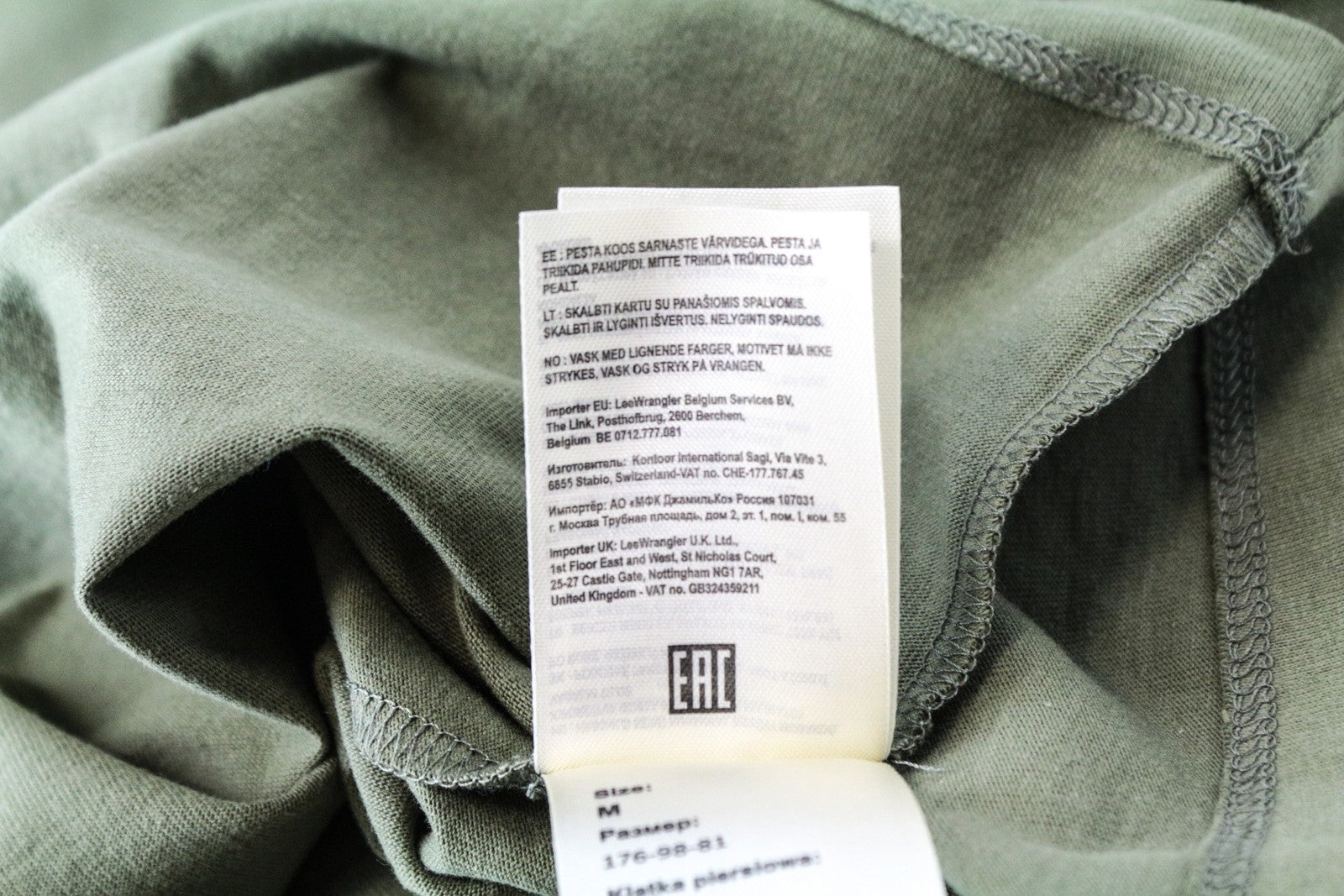 WRANGLER Men's M Green Tee Cotton Short Sleeve Pullover Printed Logo Front