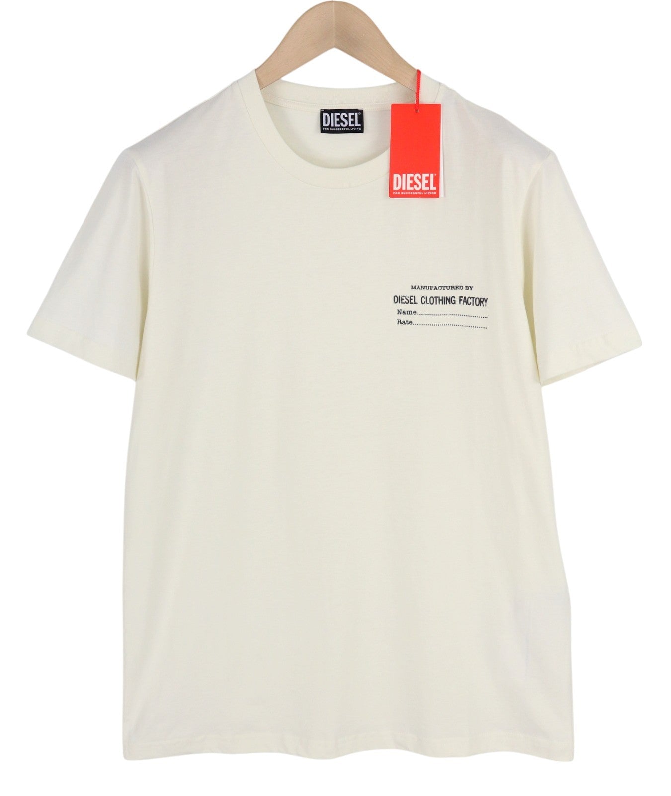 DIESEL T-Diegor-C5 Mens T-Shirt M Ivory Short Sleeve Crew Neck Cotton