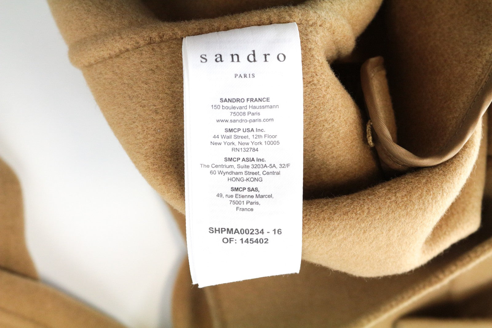 SANDRO vyriškas XL dydžio rudas grynos vilnos paltas su diržu ir ilgomis rankovėmis 