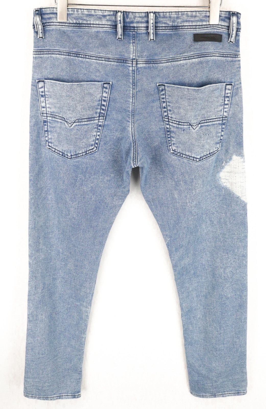 DIESEL Krooley-T 084PV vyriški W31 siaurėjantys jogginiai mėlyni tamprūs plėšyti sportiniai džinsai 