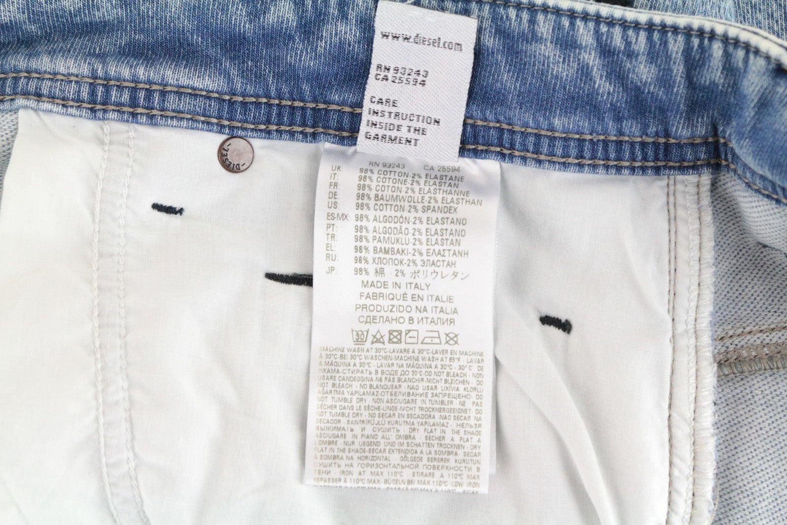 DIESEL Krooley-T 084PV vyriški W31 siaurėjantys jogginiai mėlyni tamprūs plėšyti sportiniai džinsai 