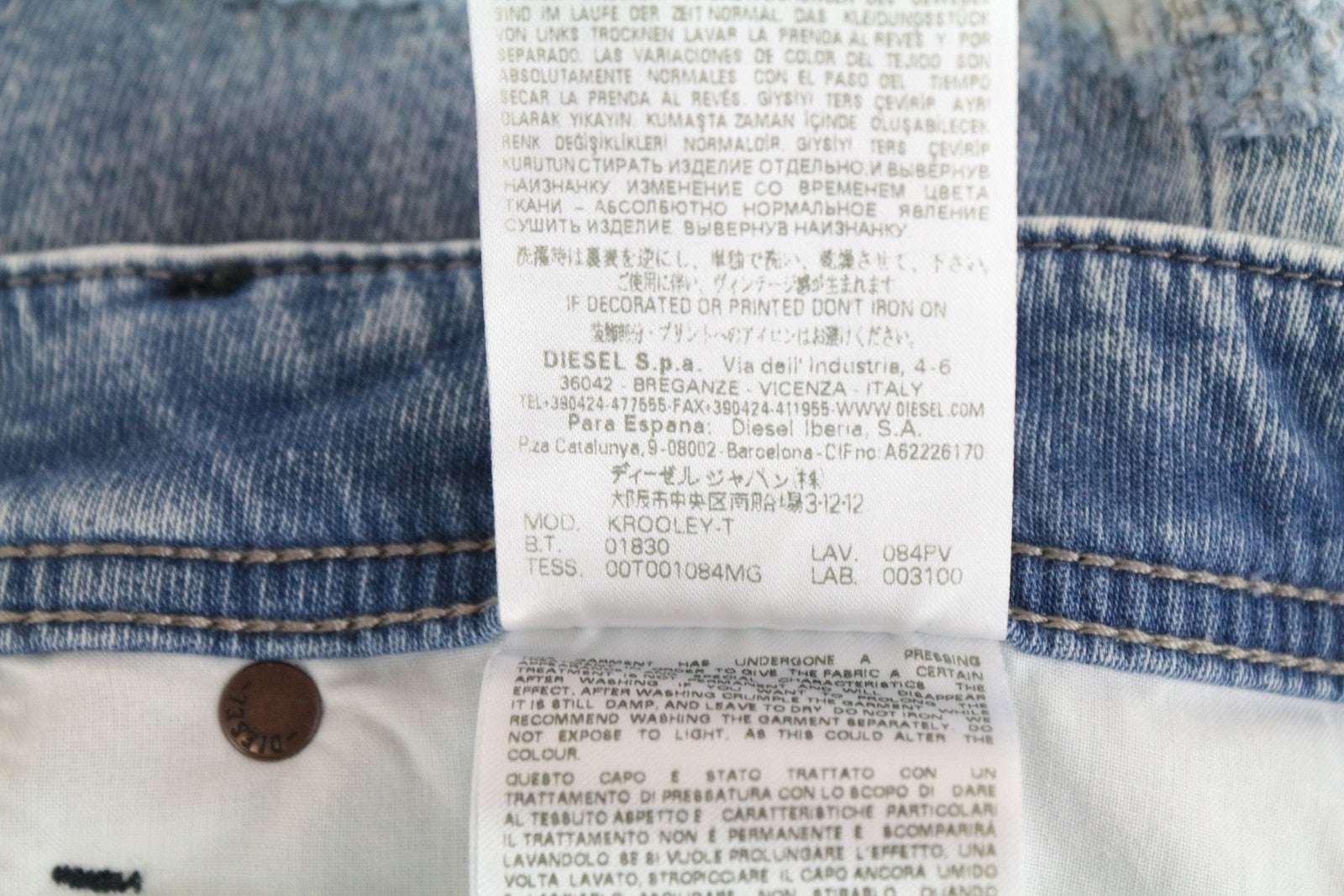 DIESEL Krooley-T 084PV vyriški W31 siaurėjantys jogginiai mėlyni tamprūs plėšyti sportiniai džinsai 