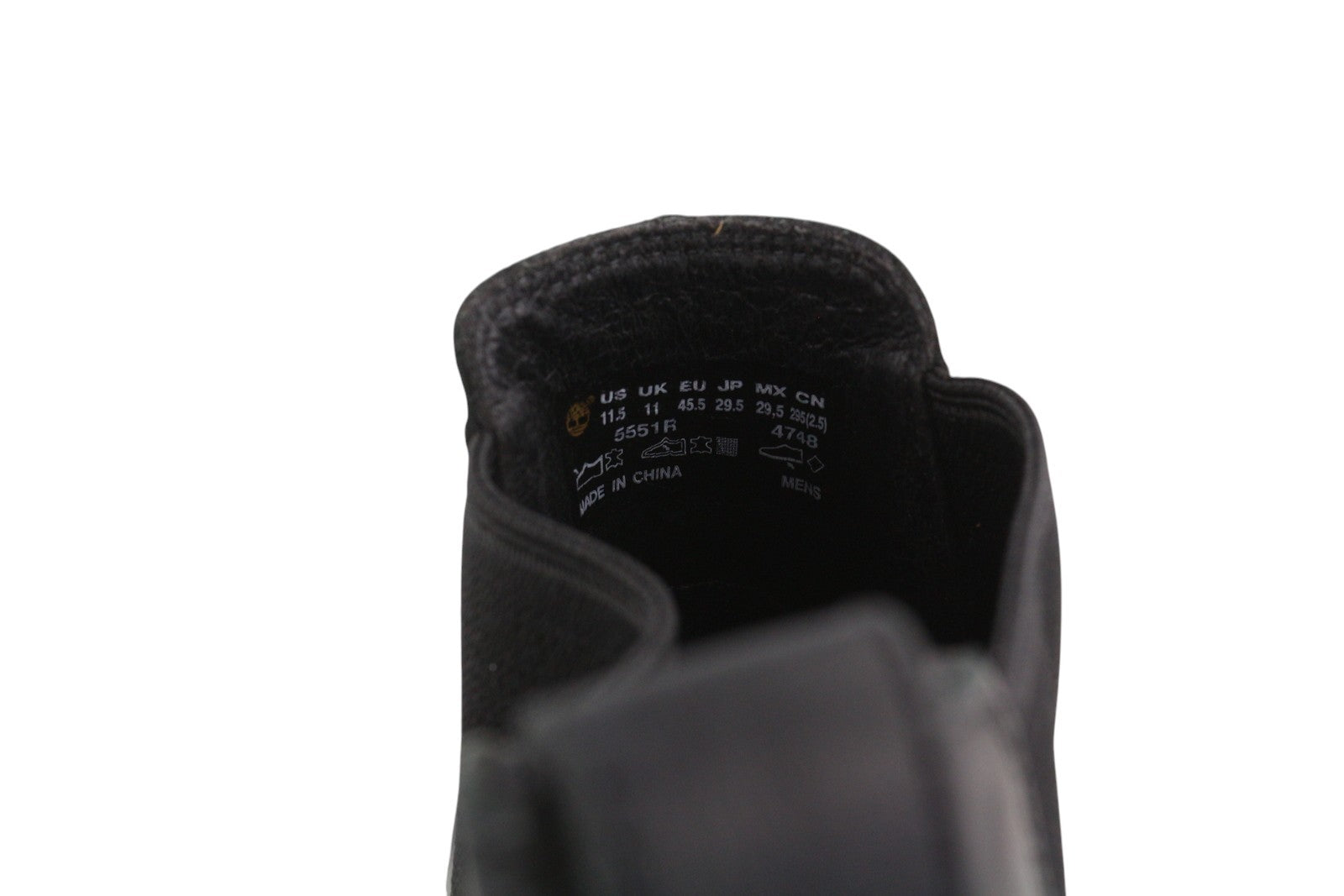 TIMBERLAND 5551R vyriški aulinukai EU45.5/46 juodi odiniai „Chelsea“ stiliaus palaidinės su migdolų raštu 