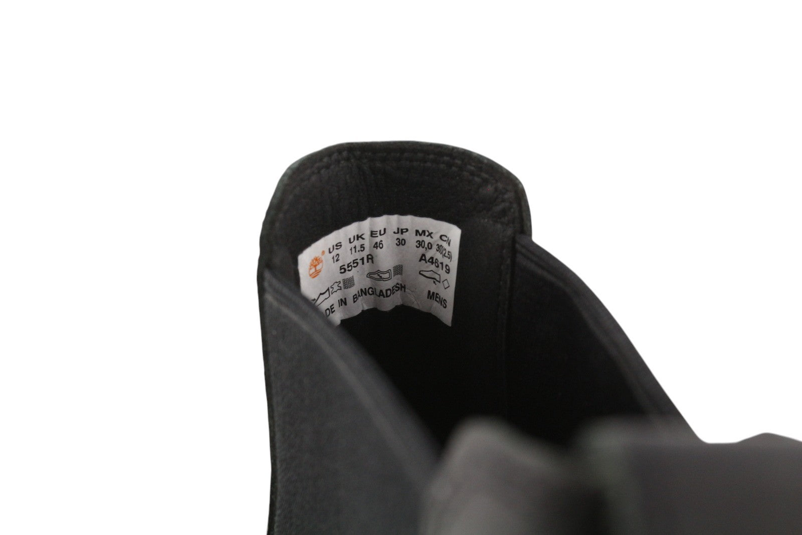 TIMBERLAND 5551R vyriški aulinukai EU45.5/46 juodi odiniai „Chelsea“ stiliaus palaidinės su migdolų raštu 