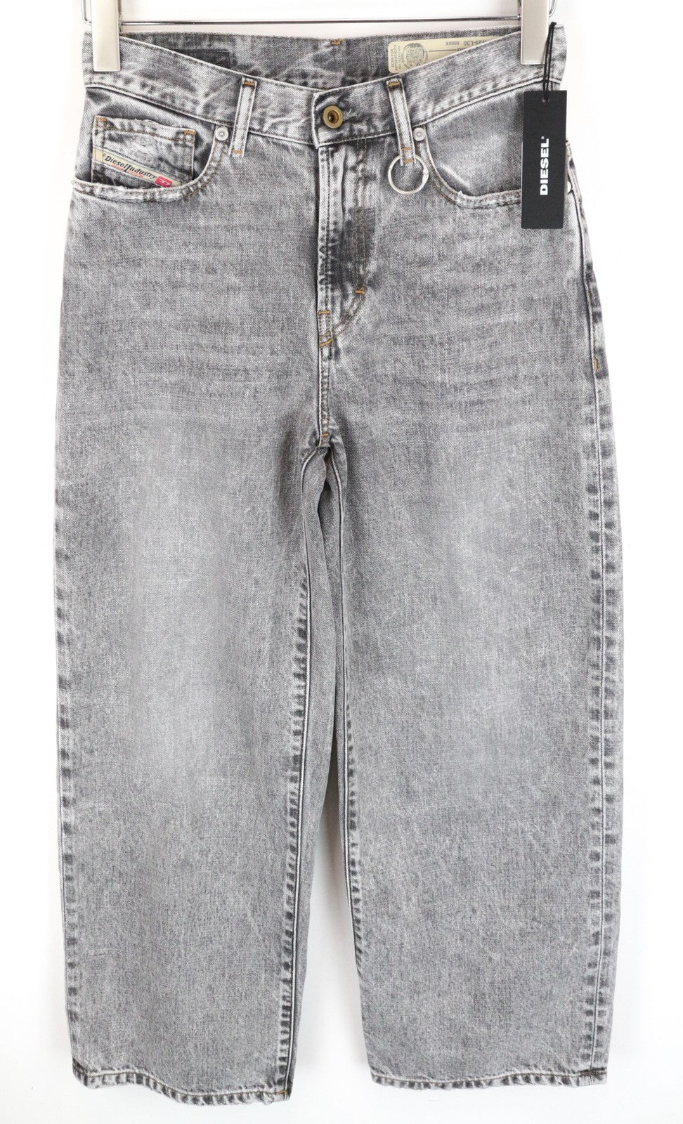 DIESEL Widee 8880X moteriški W25/L30 pilki tiesūs aukšto juosmens džinsai iš grynos medvilnės