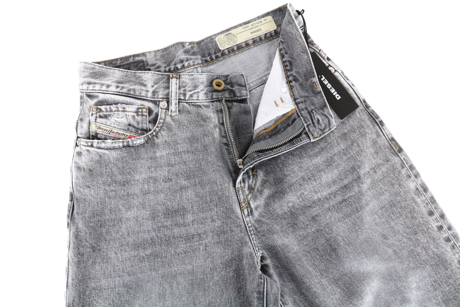 DIESEL Widee 8880X moteriški W25/L30 pilki tiesūs aukšto juosmens džinsai iš grynos medvilnės