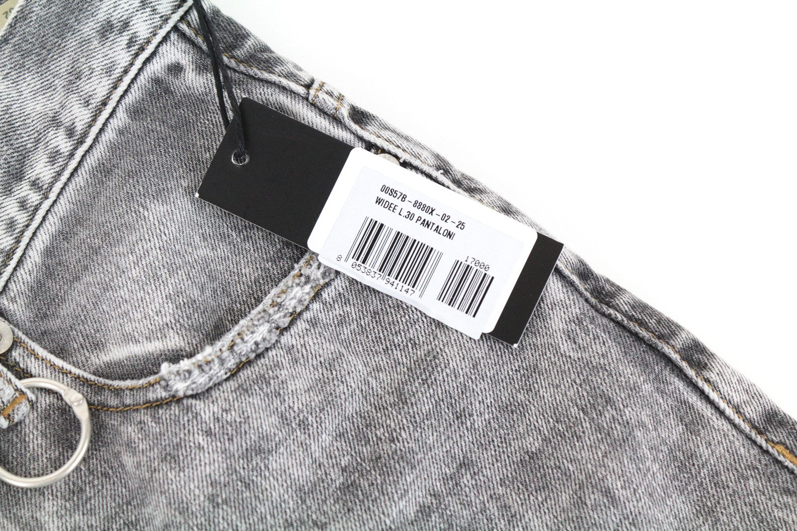 DIESEL Widee 8880X moteriški W25/L30 pilki tiesūs aukšto juosmens džinsai iš grynos medvilnės