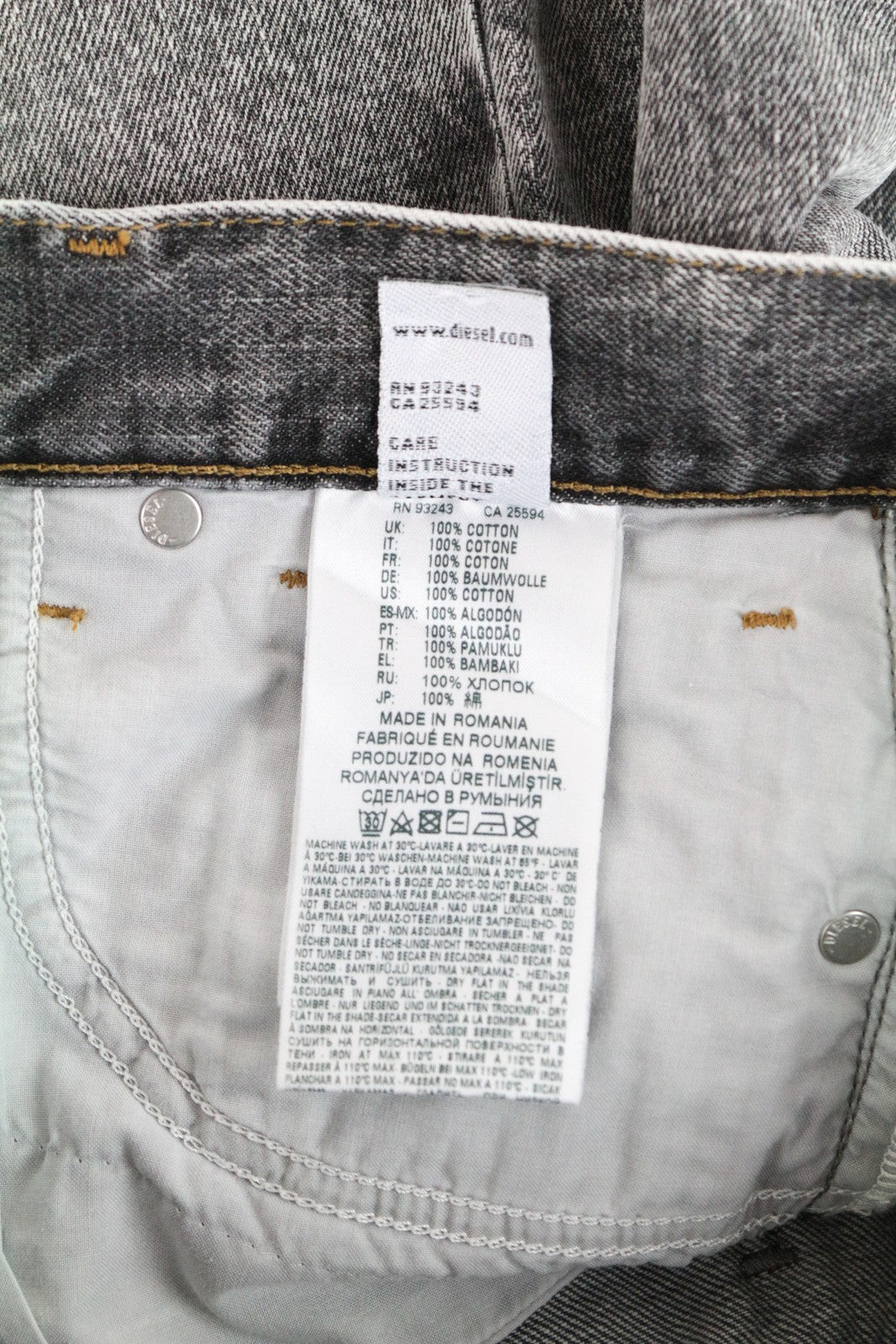 DIESEL Widee 8880X moteriški pilki tiesaus kirpimo medvilniniai mėlyni džinsai W24/L30 