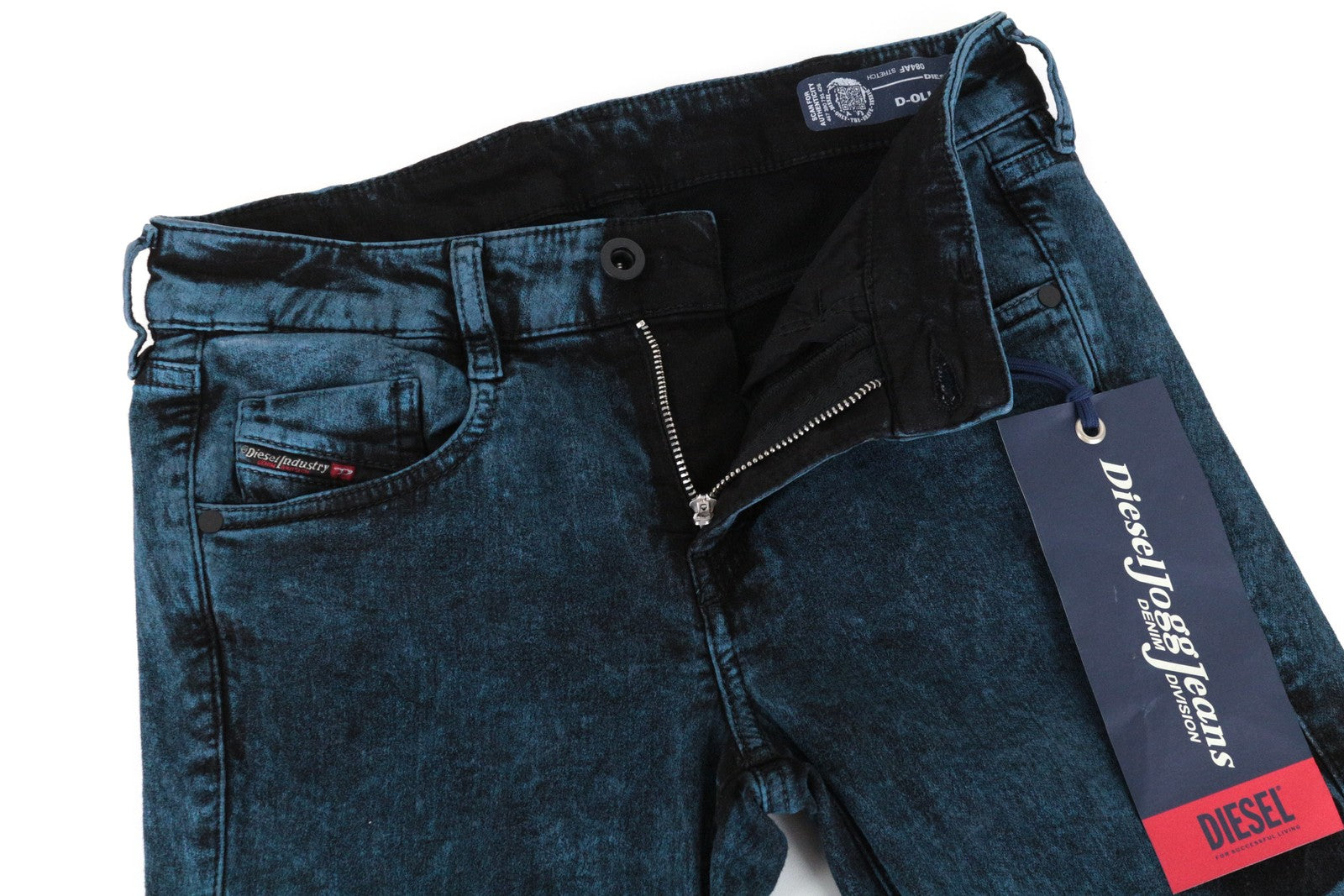 DIESEL D-Ollies-SP-NE 084AF moteriški W25 ploni mėlyni tamprūs medvilniniai jogg džinsai 