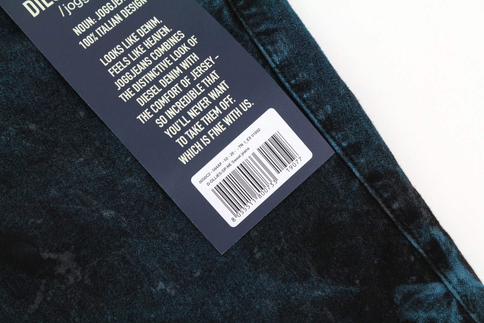 DIESEL D-Ollies-SP-NE 084AF moteriški W26 Slim mėlyni sportiniai Jogg tamprūs džinsai 