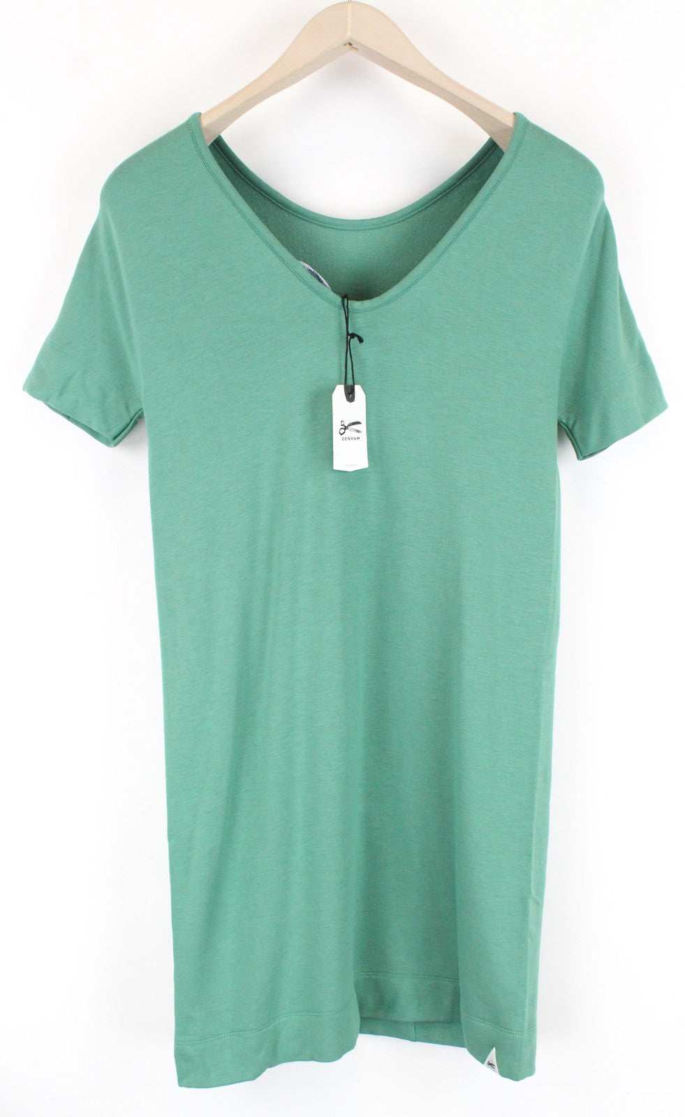 DENHAM Compass 2XS Womens Green Stretch Classic Short Sleeve Summer Pullover