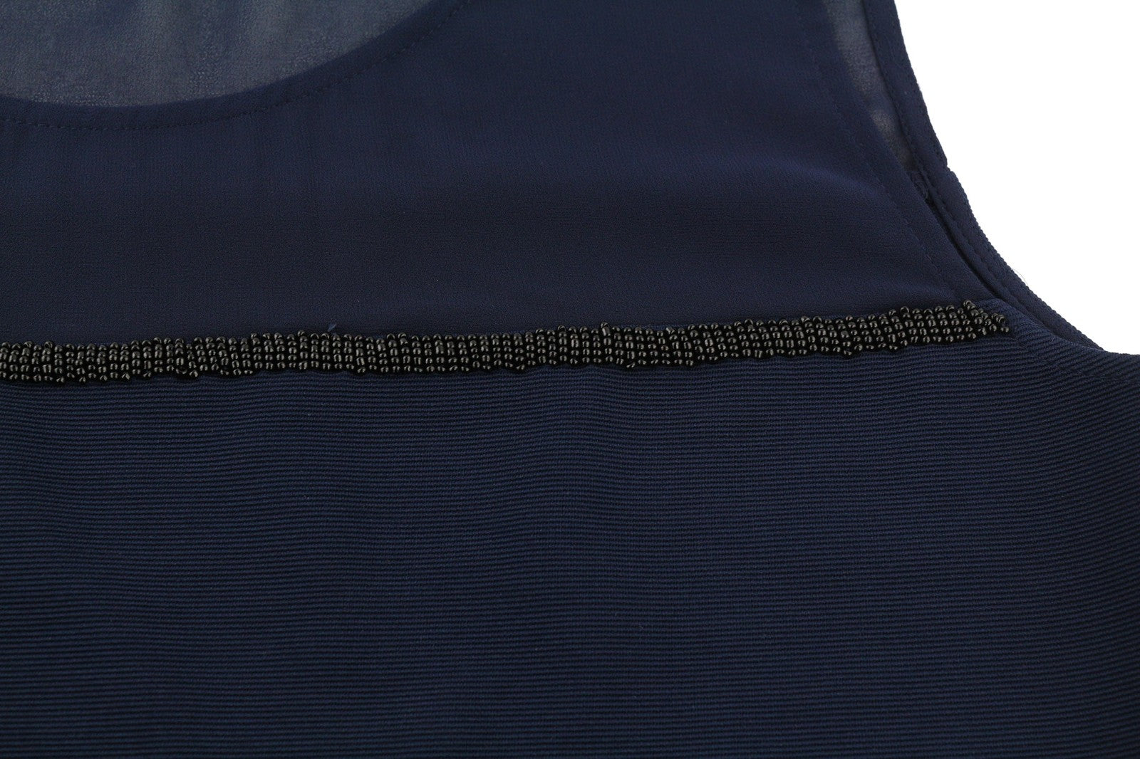 BLEU BLANC ROUGE moteriški marškinėliai, 38 dydis, tamsiai mėlyni, tamprūs be rankovių, apvali iškirptė su detalėmis... 