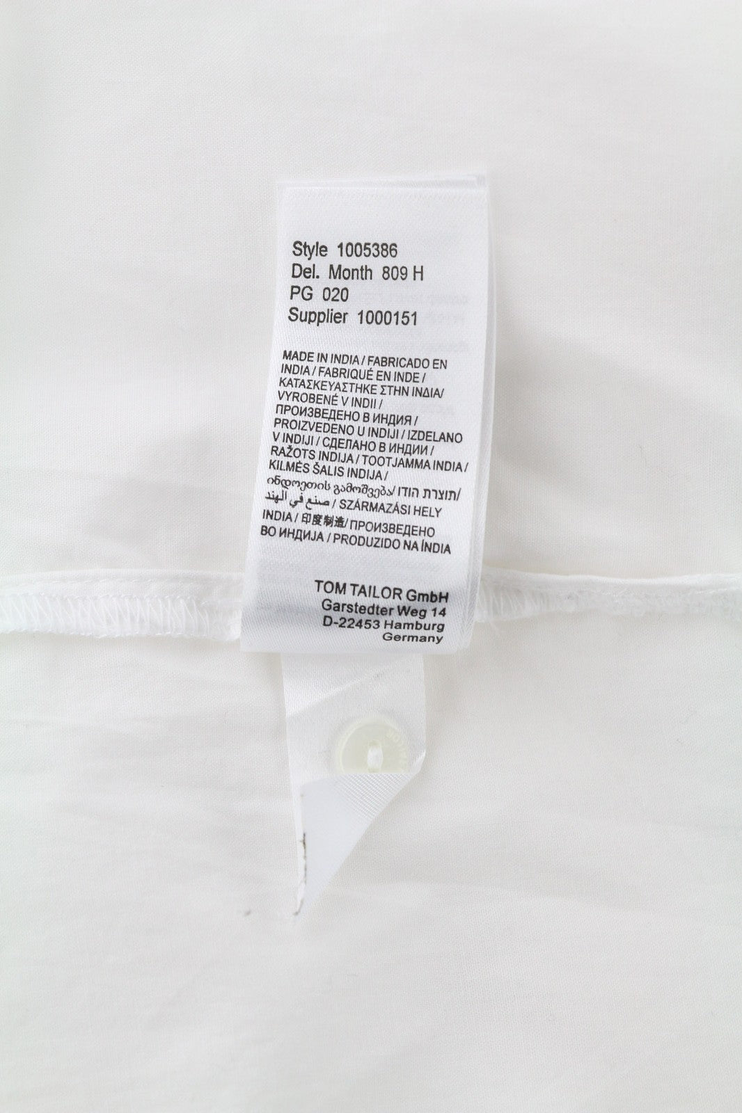 TOM TAILOR moteriški marškinėliai, 40 dydžio, balti, medvilniniai, ilgomis rankovėmis, su perlų detalių apykakle. 