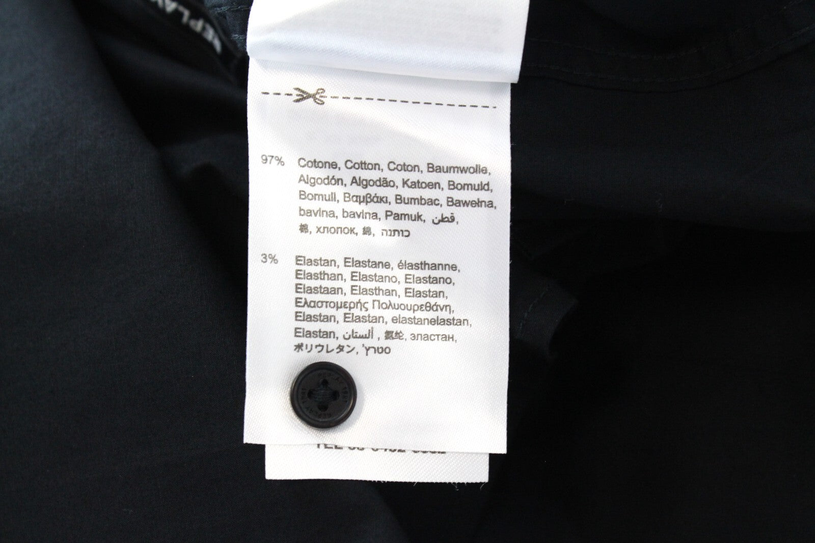 REPLAY S Black Shirt Mens Slim Stretch Cotton Collared Long Sleeve Button-Up