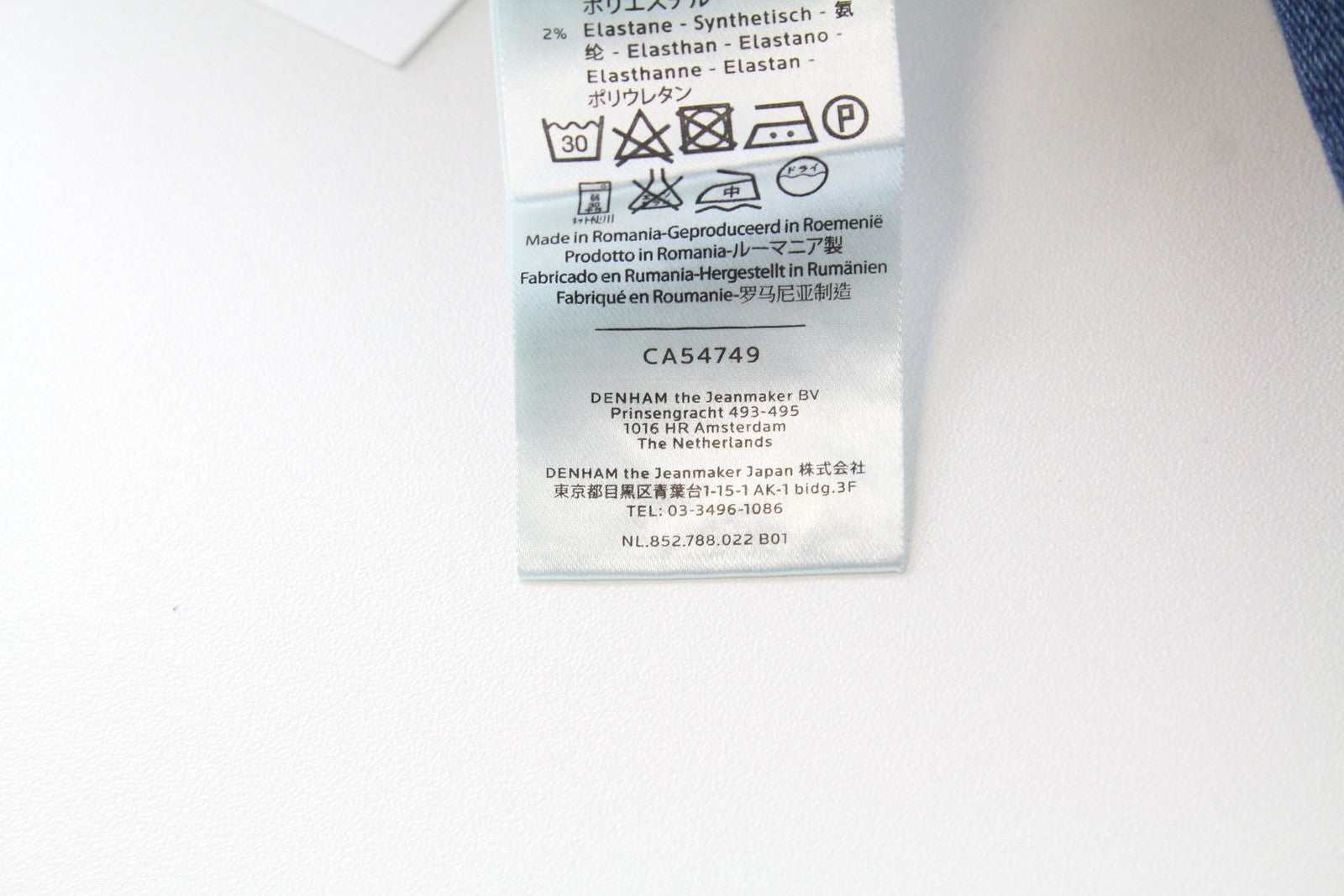 DENHAM Sharp moteriškos aptemptos džinsinės kelnės W24 L32 mėlynos medvilnės tamprios, skalbtos 