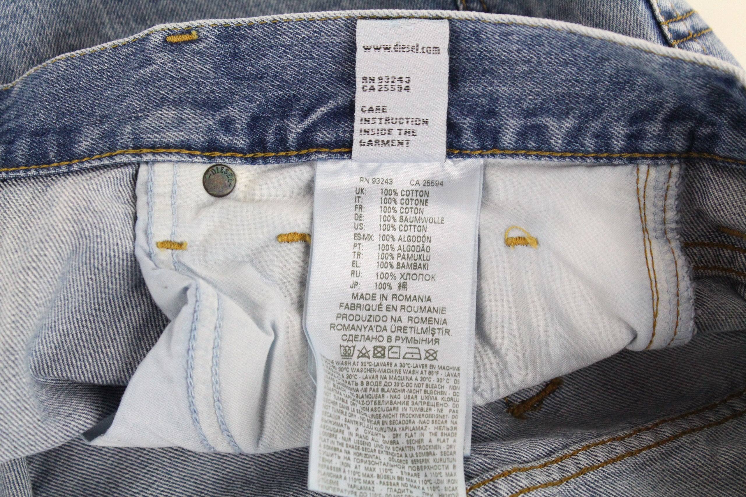 DIESEL D-Mirk 084RE Men Shorts W29 Pure Cotton Washed Light Blue Slim Fit Denim