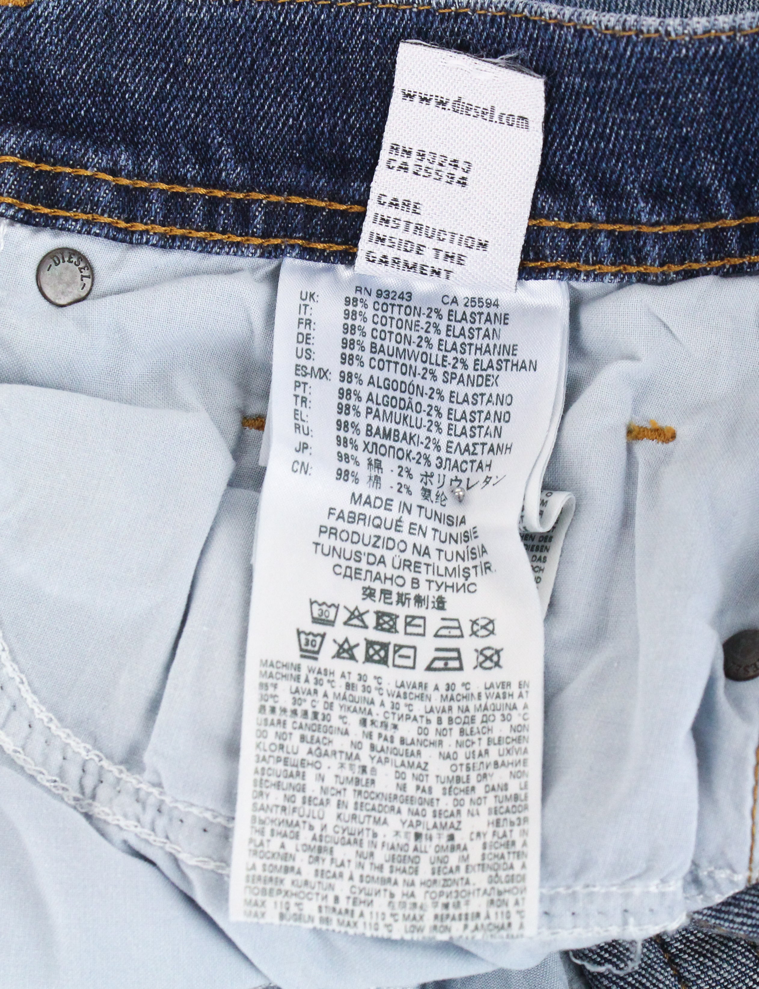 DIESEL Tepphar-X 0870H vyriški džinsai W26/L32 Slim morkų mėlynos spalvos, tamprūs, skalbti 