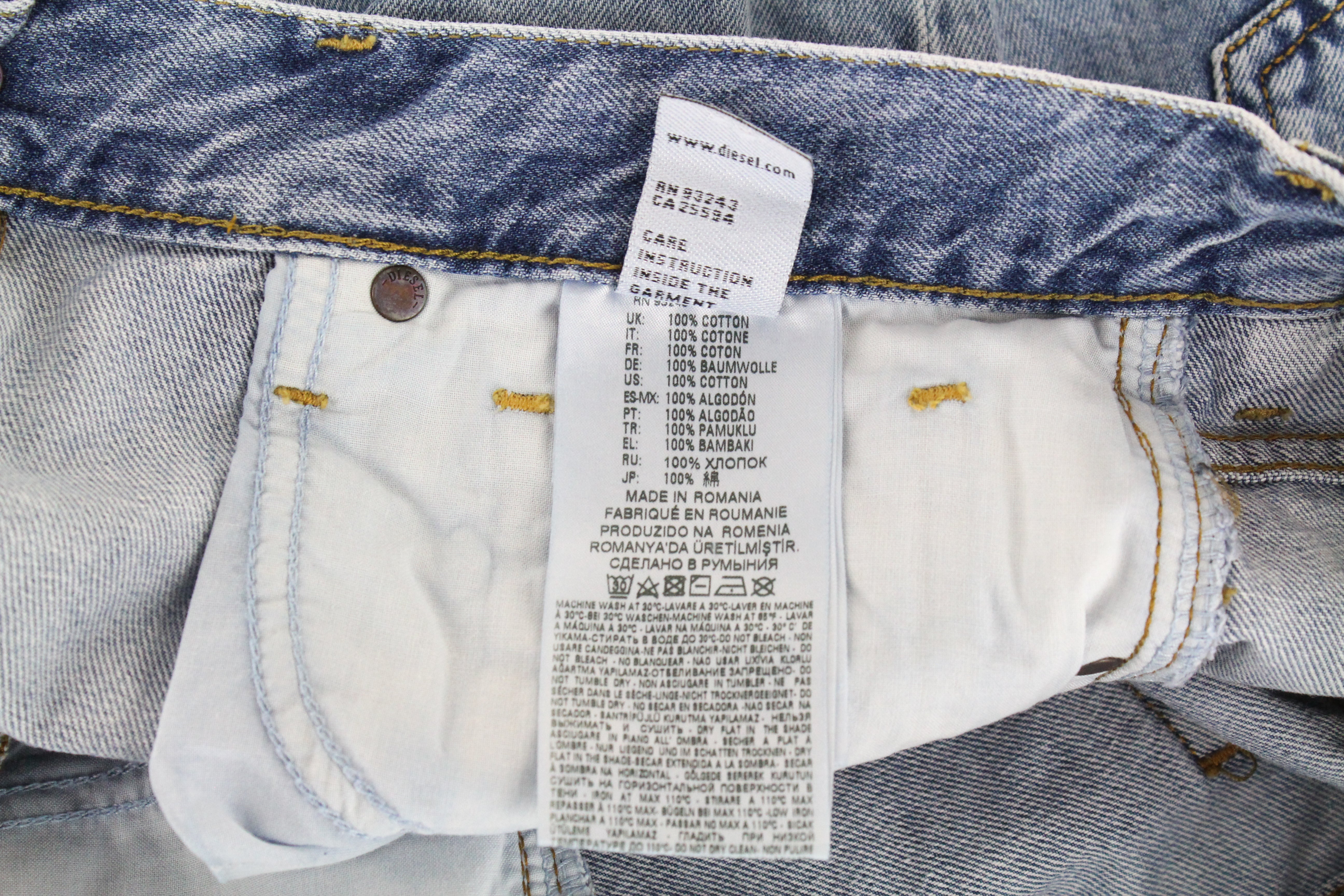 DIESEL D-Mirk 084RE Men Shorts W28 Pure Cotton Washed Light Blue Slim Fit Denim