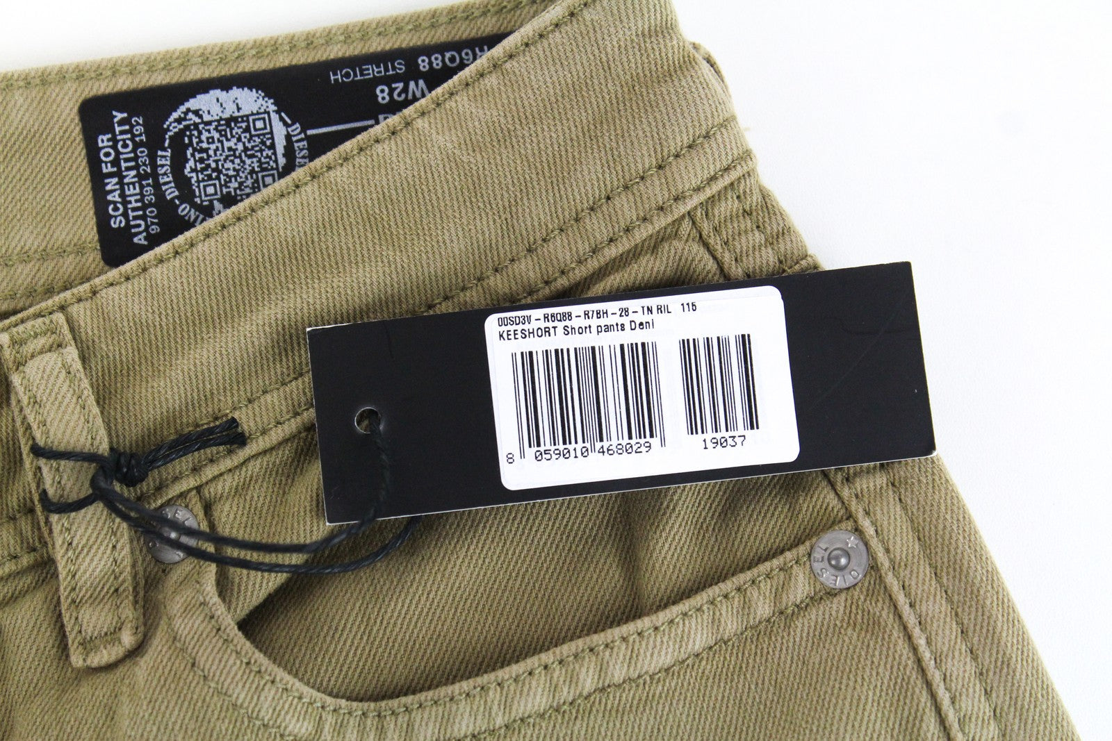 DIESEL Keeshort R6Q88 Men Shorts W28 Brown Cotton Stretch 5 Pocket Button Denim