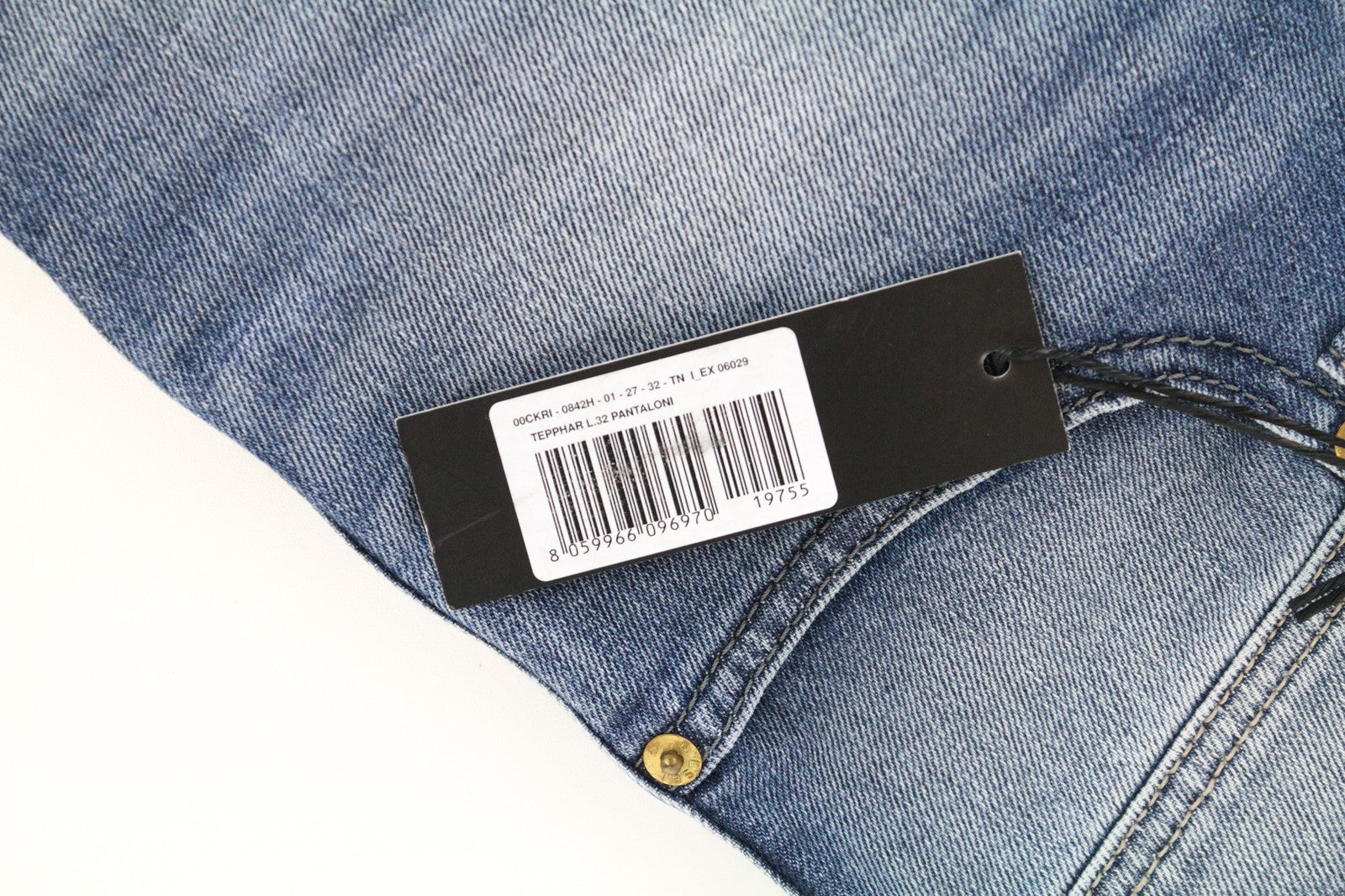 DIESEL Tepphar 0842H vyriški džinsai W27/L32 Slim mėlyni tamprūs medvilniniai džinsai