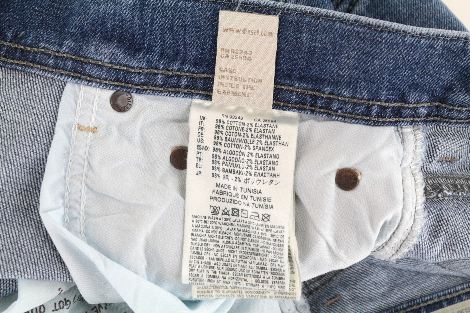 DIESEL Tepphar 0842H vyriški džinsai W27/L32 Slim mėlyni tamprūs medvilniniai džinsai