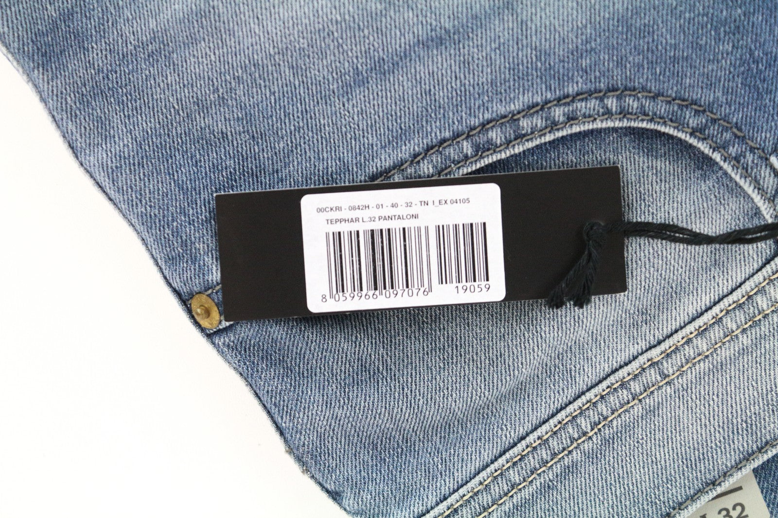 DIESEL Tepphar 0842H W40/L32 vyriški ploni morkų rašto tamprūs medvilniniai džinsai, mėlyni, skalbti 